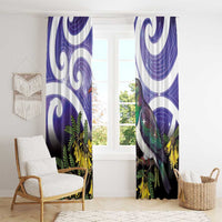 Kekeru New Zealand Matariki Window Curtain Kukupa Kowhai Maori New Year Purple Version