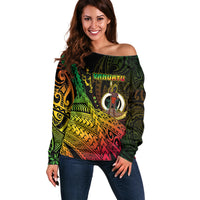Personalised Vanuatu Off Shoulder Sweater Proud To Be A Ni-Van LT14 Women Black - Polynesian Pride