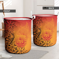 French Polynesia Manta Ray Tattoo Laundry Basket Tahiti Hahalua Tiare Maori Gradient Style
