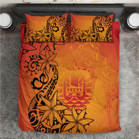 French Polynesia Manta Ray Tattoo Bedding Set Tahiti Hahalua Tiare Maori Gradient Style