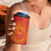 French Polynesia Manta Ray Tattoo 4 in 1 Can Cooler Tumbler Tahiti Hahalua Tiare Maori Gradient Style