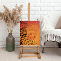 French Polynesia Manta Ray Tattoo Canvas Wall Art Tahiti Hahalua Tiare Maori Gradient Style