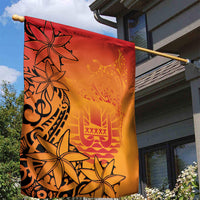 French Polynesia Manta Ray Tattoo Garden Flag Tahiti Hahalua Tiare Maori Gradient Style