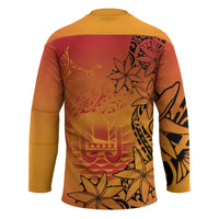 French Polynesia Manta Ray Tattoo Hockey Jersey Tahiti Hahalua Tiare Maori Gradient Style