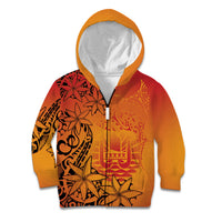 French Polynesia Manta Ray Tattoo Kid Hoodie Tahiti Hahalua Tiare Maori Gradient Style