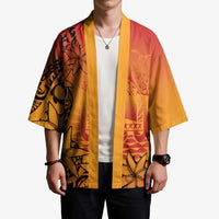 French Polynesia Manta Ray Tattoo Kimono Tahiti Hahalua Tiare Maori Gradient Style