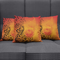 French Polynesia Manta Ray Tattoo Pillow Cover Tahiti Hahalua Tiare Maori Gradient Style