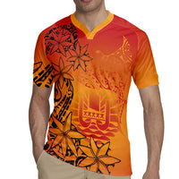 French Polynesia Manta Ray Tattoo Rugby Jersey Tahiti Hahalua Tiare Maori Gradient Style