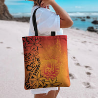 French Polynesia Manta Ray Tattoo Tote Bag Tahiti Hahalua Tiare Maori Gradient Style