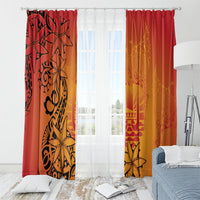 French Polynesia Manta Ray Tattoo Window Curtain Tahiti Hahalua Tiare Maori Gradient Style