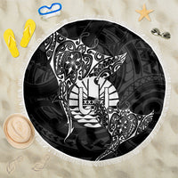 French Polynesia Manta Ray Tattoo Beach Blanket Tahiti Hahalua Turtle Shark Black Color
