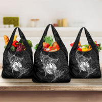 French Polynesia Manta Ray Tattoo Grocery Bag Tahiti Hahalua Turtle Shark Black Color