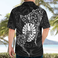 French Polynesia Manta Ray Tattoo Hawaiian Shirt Tahiti Hahalua Turtle Shark Black Color