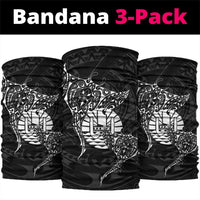 French Polynesia Manta Ray Tattoo Neck Gaiter Tahiti Hahalua Turtle Shark Black Color