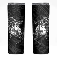 French Polynesia Manta Ray Tattoo Skinny Tumbler Tahiti Hahalua Turtle Shark Black Color LT14 Black - Polynesian Pride