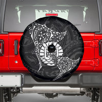 French Polynesia Manta Ray Tattoo Spare Tire Cover Tahiti Hahalua Turtle Shark Black Color
