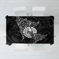 French Polynesia Manta Ray Tattoo Tablecloth Tahiti Hahalua Turtle Shark Black Color