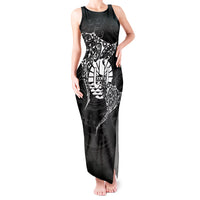 French Polynesia Manta Ray Tattoo Tank Maxi Dress Tahiti Hahalua Turtle Shark Black Color