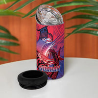 Guam Blue Marlin Fishing 4 in 1 Can Cooler Tumbler Guahan Fish Hook Tattoo