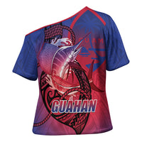 Guam Blue Marlin Fishing Cross Shoulder Shirt Guahan Fish Hook Tattoo