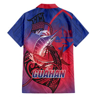 Guam Blue Marlin Fishing Family Matching Summer Maxi Dress and Hawaiian Shirt Guahan Fish Hook Tattoo LT14 - Polynesian Pride