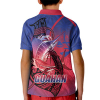 Guam Blue Marlin Fishing Kid Polo Shirt Guahan Fish Hook Tattoo