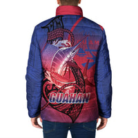 Guam Blue Marlin Fishing Padded Jacket Guahan Fish Hook Tattoo