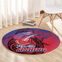 Guam Blue Marlin Fishing Round Carpet Guahan Fish Hook Tattoo