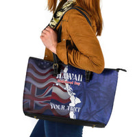 Personalized Hawaii Statehood Day Leather Tote Bag 66th Anniversary - Polynesian Pride