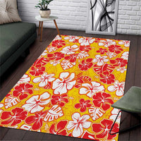 Yellow Hawaii Hibiscus Area Rug Tropical Flowers Seamless Pattern - Polynesian Pride