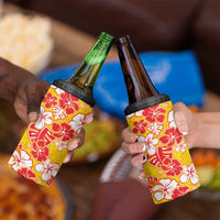 Yellow Hawaii Hibiscus 4 in 1 Can Cooler Tumbler Tropical Flowers Seamless Pattern - Polynesian Pride
