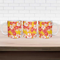 Yellow Hawaii Hibiscus Ceramic Mug Tropical Flowers Seamless Pattern - Polynesian Pride