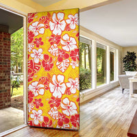 Yellow Hawaii Hibiscus Door Cover Tropical Flowers Seamless Pattern - Polynesian Pride