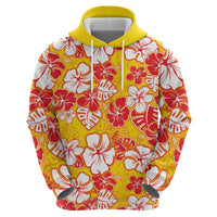 Yellow Hawaii Hibiscus Hoodie Tropical Flowers Seamless Pattern - Polynesian Pride