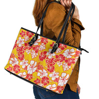 Yellow Hawaii Hibiscus Leather Tote Bag Tropical Flowers Seamless Pattern LT14 - Polynesian Pride