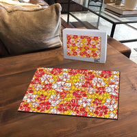 Yellow Hawaii Hibiscus Puzzle Tropical Flowers Seamless Pattern - Polynesian Pride