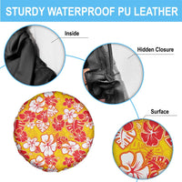 Yellow Hawaii Hibiscus Spare Tire Cover Tropical Flowers Seamless Pattern - Polynesian Pride