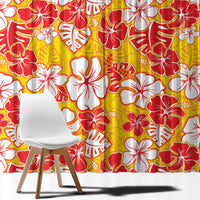 Yellow Hawaii Hibiscus Window Curtain Tropical Flowers Seamless Pattern - Polynesian Pride