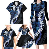 Polu Aloha Hawaii Lei Family Matching Long Sleeve Bodycon Dress and Hawaiian Shirt Tropical Flowers Elegant Vibe LT14 - Polynesian Pride