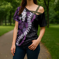 Poni Aloha Hawaii Lei Cross Shoulder Shirt Tropical Flowers Elegant Vibe - Polynesian Pride