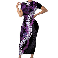 Poni Aloha Hawaii Lei Family Matching Short Sleeve Bodycon Dress and Hawaiian Shirt Tropical Flowers Elegant Vibe - Polynesian Pride