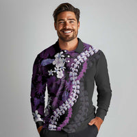 Poni Aloha Hawaii Lei Long Sleeve Polo Shirt Tropical Flowers Elegant Vibe - Polynesian Pride