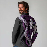 Poni Aloha Hawaii Lei Long Sleeve Polo Shirt Tropical Flowers Elegant Vibe - Polynesian Pride