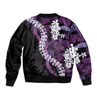 Poni Aloha Hawaii Lei Sleeve Zip Bomber Jacket Tropical Flowers Elegant Vibe - Polynesian Pride