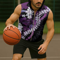 Poni Aloha Hawaii Lei Sleeveless Zip Hoodie Tropical Flowers Elegant Vibe - Polynesian Pride