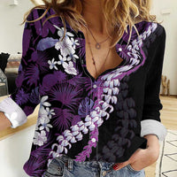 Poni Aloha Hawaii Lei Women Casual Shirt Tropical Flowers Elegant Vibe - Polynesian Pride
