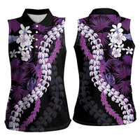 Poni Aloha Hawaii Lei Women Sleeveless Polo Shirt Tropical Flowers Elegant Vibe - Polynesian Pride
