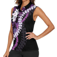 Poni Aloha Hawaii Lei Women Sleeveless Polo Shirt Tropical Flowers Elegant Vibe - Polynesian Pride