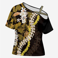 Kula Aloha Hawaii Lei Cross Shoulder Shirt Tropical Flowers Elegant Vibe - Polynesian Pride