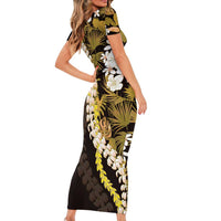 Kula Aloha Hawaii Lei Family Matching Short Sleeve Bodycon Dress and Hawaiian Shirt Tropical Flowers Elegant Vibe - Polynesian Pride
